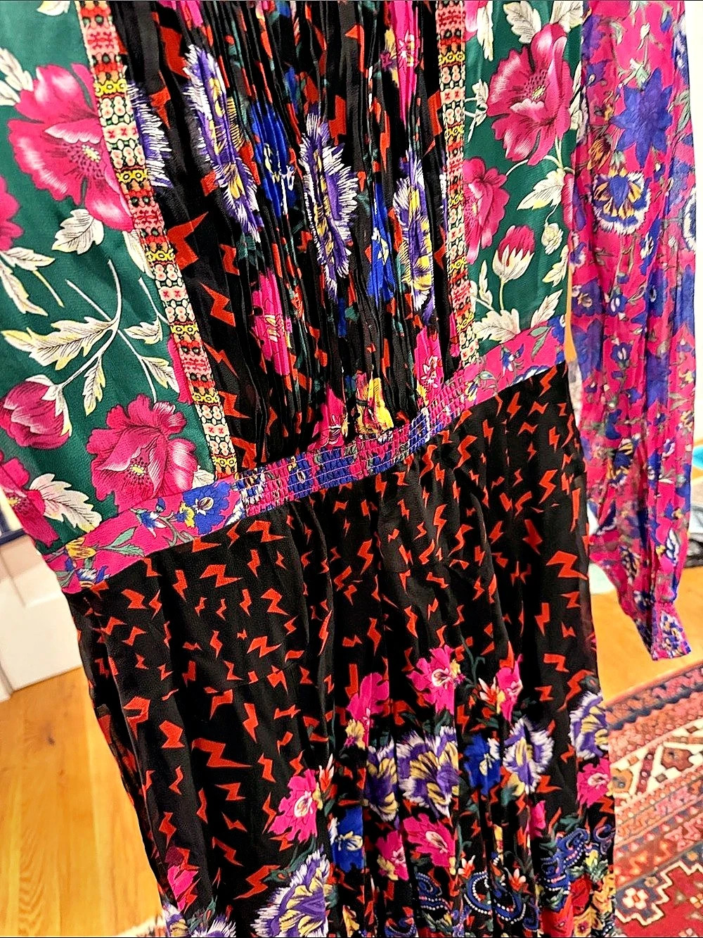 Moulinette Soeurs Floral Maxi Dress Pink & Black Size 8 Like New - Picture 7 of 7